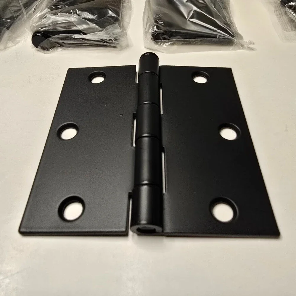 24 Pack Black Door Hinges 3.5 Inch with Square Corner, Matte Black Interior Door